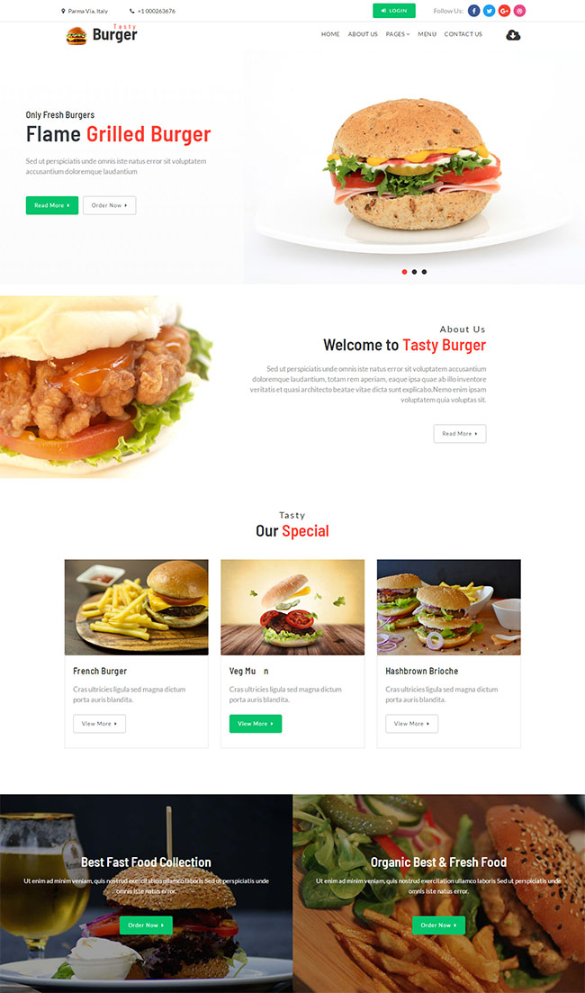 汉堡包西餐美食网站模板