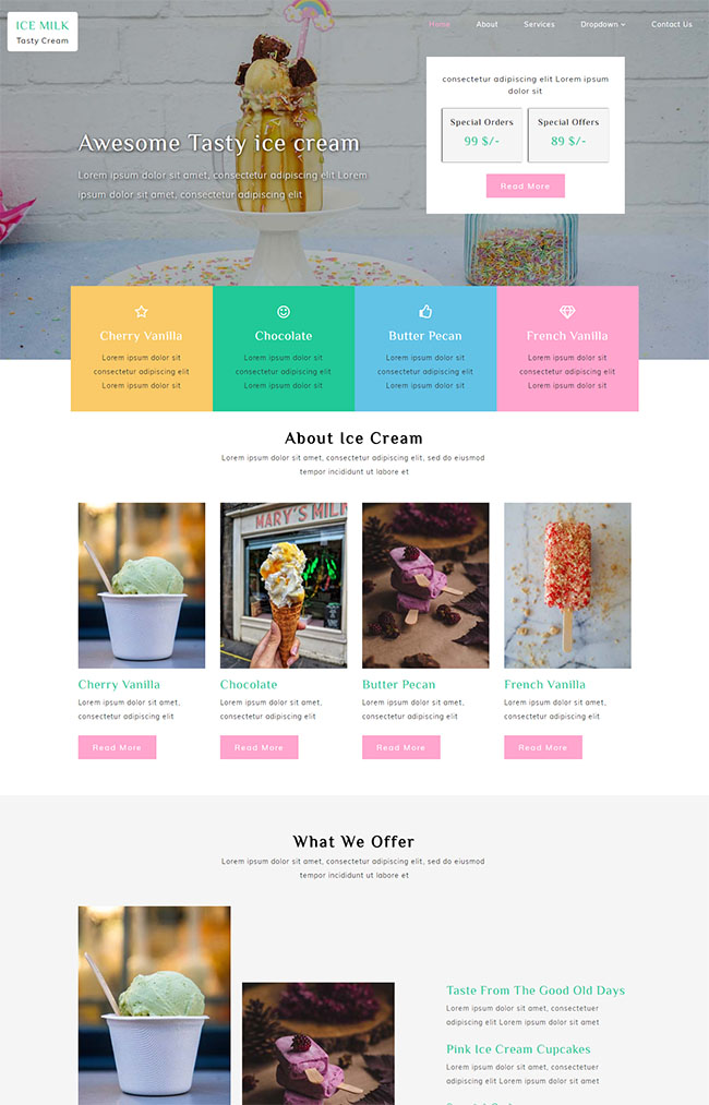 浪漫小清新冰淇淋网站模板