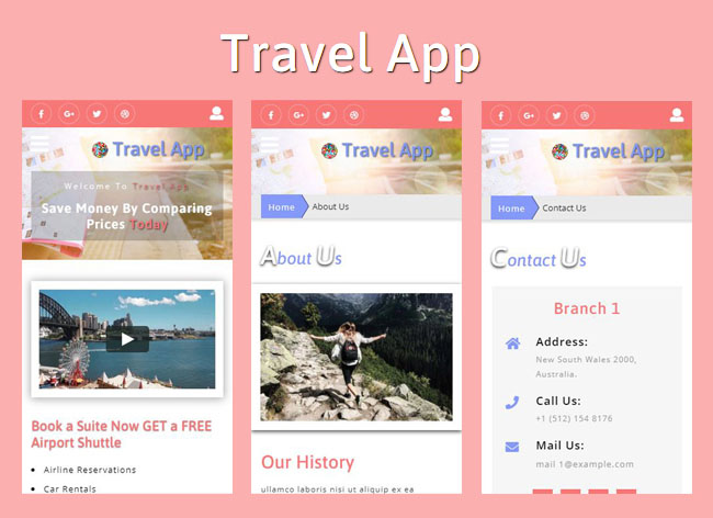 手机端旅行APP网站模板