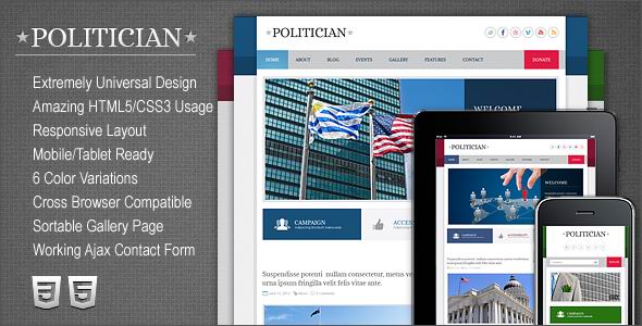 政治响应HTML5模板