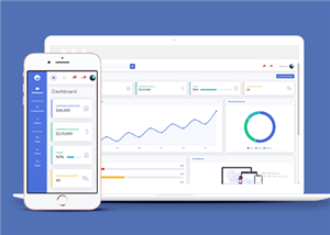 蓝色自适应图形统计后台管理系统网站模板