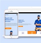蓝色电器维修保养网站模板下载HTML5
