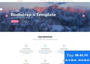 漂亮大图幻灯粉红色bootstrap4引导页模板