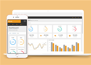橙色会员后台管理数据图表网站模板