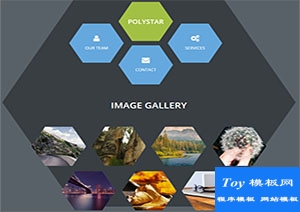 polystar固定宽度六边形主页功能箱画廊网站模板