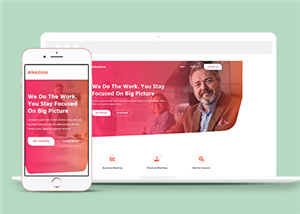 渐变红色商业解决方案公司网站模板