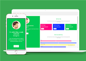 绿色左右分栏网页设计师个人简历网站模板