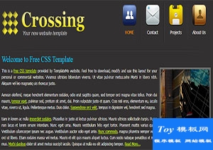 crossing黄色灰色交叉标准式网站布局web模板