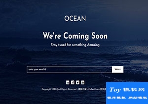 Ocean蓝色ui海洋屏保单页网站响应式主题模板