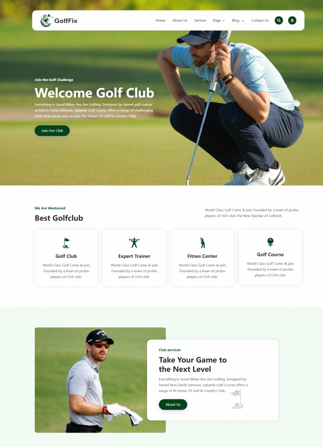HTML5高尔夫俱乐部宣传网站模板