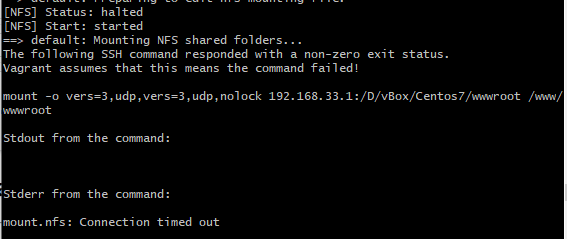 如何解决  mount.nfs: Connection timed out，vagrant启用后nfs超时问题